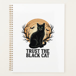 Agenda Camisa de Halloween de Gato Preto Vintage Gato Lua