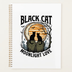 Agenda Camisa de Halloween de Gato Preto Vintage Lua Cemi