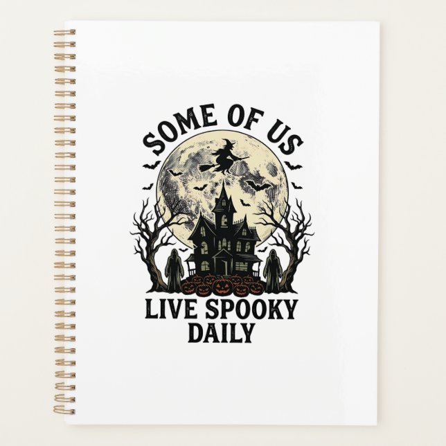 Agenda Camisa de Halloween Diária com Lua Assombrada Vint (Frente)