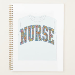 Agenda Camisa de Letra Floral de Enfermeira Design_1