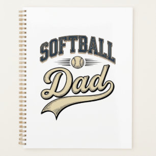 Agenda Camisa de Pai de Softbol Antigo Design de Esportes