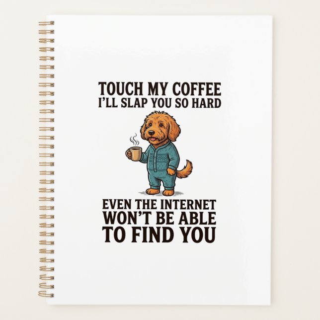 Agenda Camisa engraçada de cachorro de café com design de (Frente)