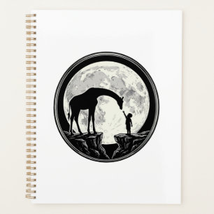 Agenda Camisa Silhueta Lua Girafa e Criança Vintage_1