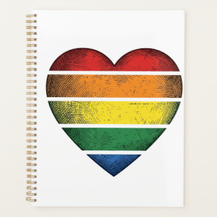Agenda Camisa Vetorial Orgulho Coração Arco-Íris Vintage 