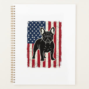 Agenda Camisa Vintage Patriótica Bulldog Francês Bandeira