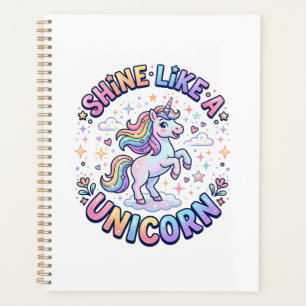 Agenda Camiseta de Design Gráfico Unicórnio Brilhe Como u