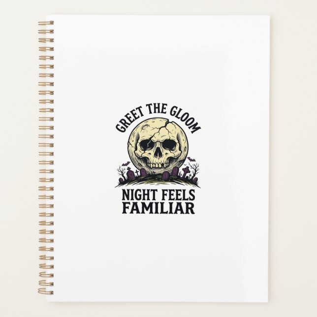 Agenda Camiseta Gráfica Crânio Lua Assustadora de Hallowe (Frente)
