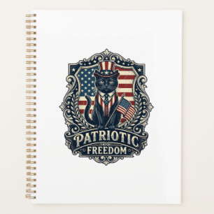Agenda Camiseta Gráfica Vetorial de Gato Preto Patriota (