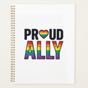 Agenda Camiseta Orgulhosa Aliada Vintage Coração Arco-Íri