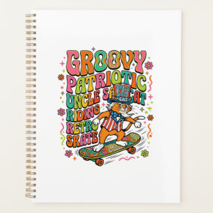 Agenda Camiseta Patriótica Tio Sam Gato Tipografia Retro