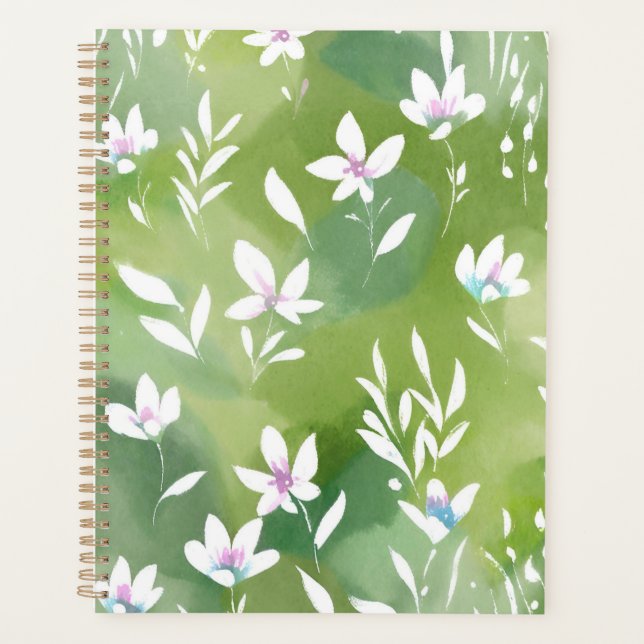 Agenda Campos de Flores Brancas | Floral Elegante de Prim (Frente)