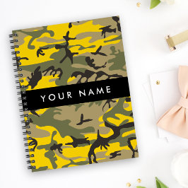 Agenda Camuflagem Amarela e Verde Seu nome Personaliza