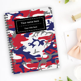 Agenda Camuflagem, Azul Branco Vermelho Cinza, Militar, E