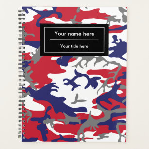 Agenda Camuflagem, Azul Branco Vermelho Cinza, Militar, E