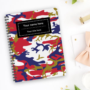 Agenda Camuflagem, Azul Branco Vermelho Dourado, Militar,