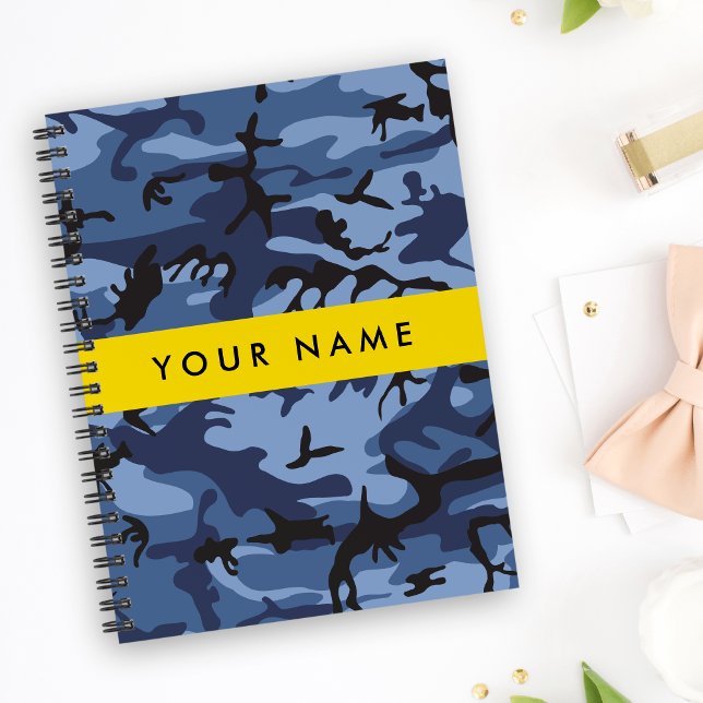 Agenda Camuflagem Azul Marinho Personalize seu nome (Criador carregado)