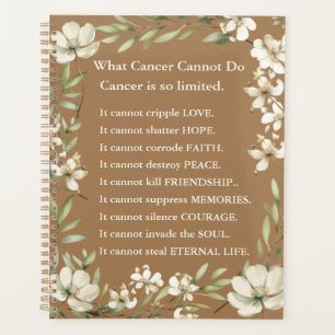 Agenda Cancer de suporte marrom com planner de flores sel