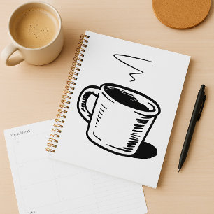 Agenda Caneca de Café Desenhada à Mão Esboço Minimalista