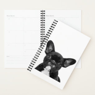 Agenda Cão Adorável Rosto de Buldogue Francês Preto