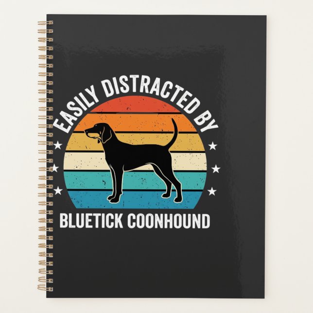 Agenda Cão Bluetick Coonhound Pôr do Sol Retro (Frente)