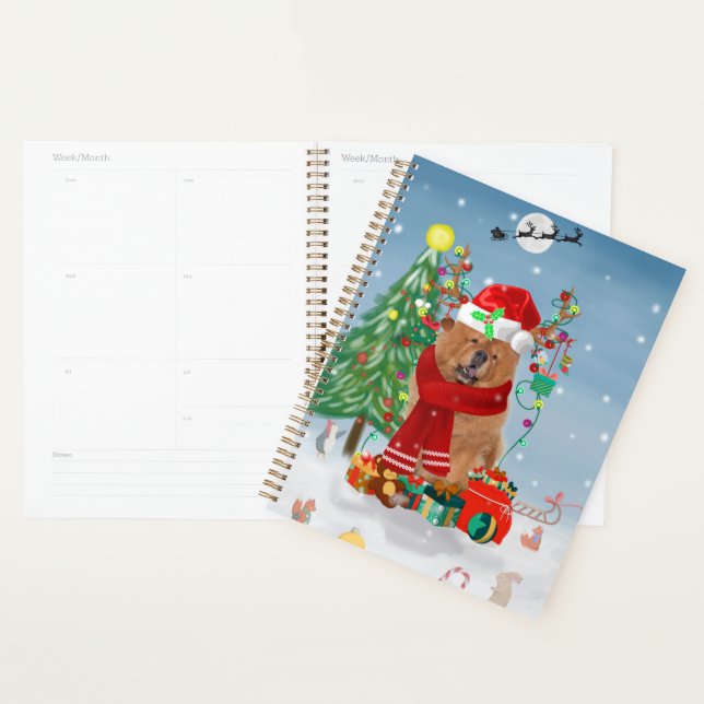 Agenda Cão Chow Chow na Neve com Presentes de Natal   (Exibição)