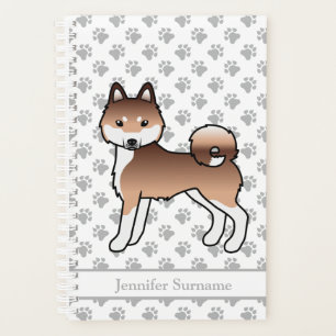 Agenda Cão De Cartoon Klee Kai, Branco E Vermelho