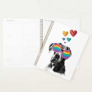 Agenda Cão Dogue Alemão com Corações Dia dos Namorados
