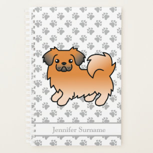 Agenda Cão e Texto da Cartoon Vermelha Sable Tibetan Span