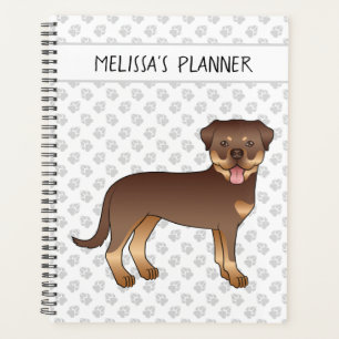 Agenda Cão E Texto De Cartoon Vermelho E Tan Rottweiler
