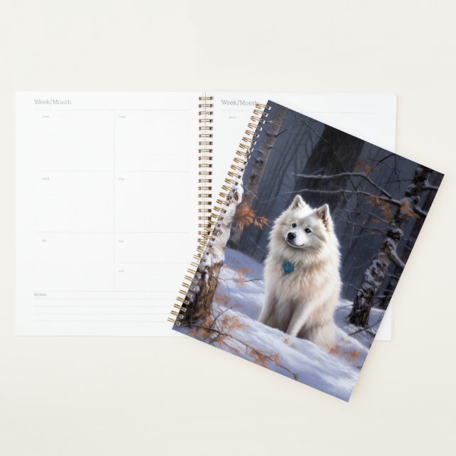 Agenda Cão Esquimó Americano Natal Neve Caindo (Exibição)