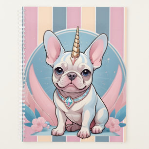 Agenda Cão-Grande Francês Cachorro Unicórnio Pink
