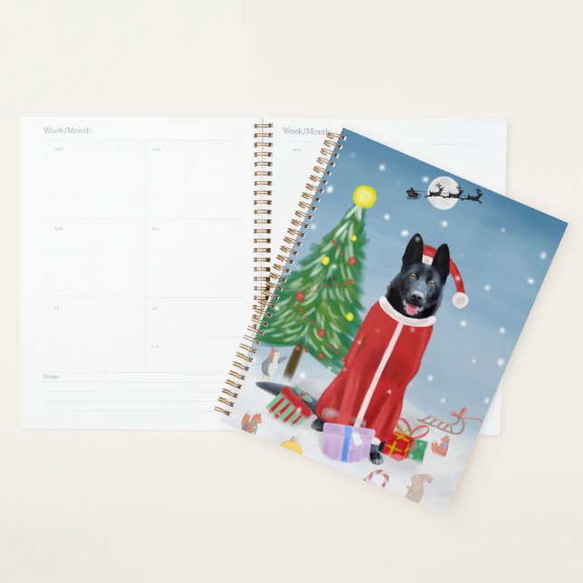 Agenda Cão Pastor Alemão Preto na Neve Presentes de Natal (Exibição)