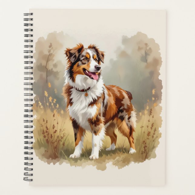 Agenda Cão Pastor Australiano Vermelho Merle Aussie (Frente)