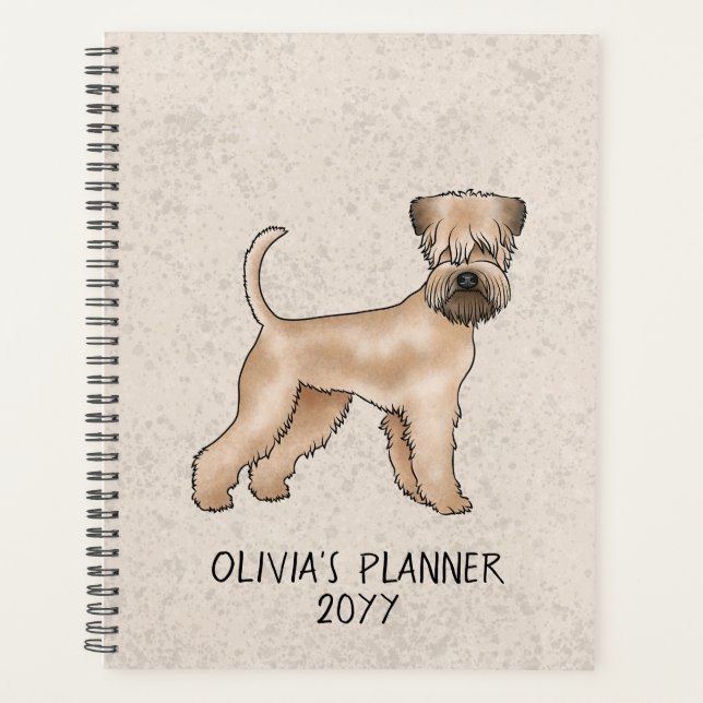 Agenda Cão Soft-Coated Wheaten Terrier em Bege com Texto (Frente)