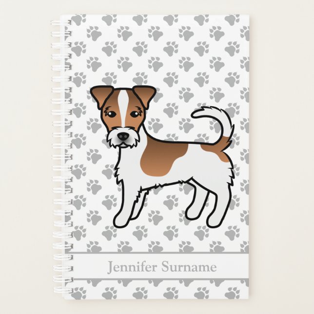 Agenda Cão Terrier Jack Russell de Capa Marrom Áspera & N (Frente)
