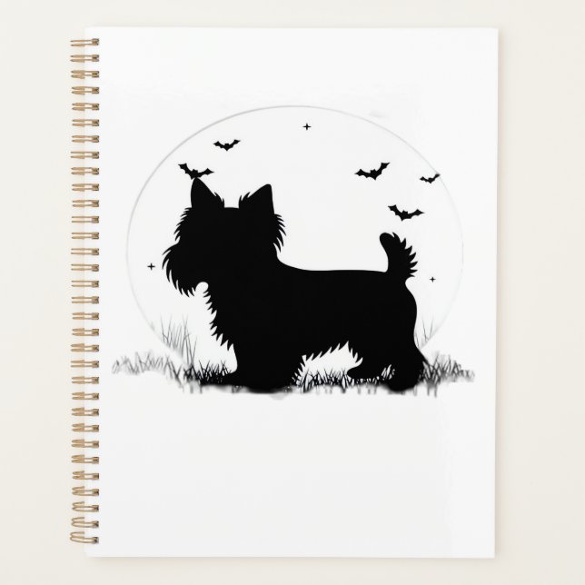 Agenda Cão Terrier Yorkshire � Silhueta da Lua de Hallowe (Frente)