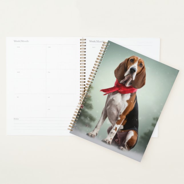 Agenda Cão Treeing Walker Coonhound na neve Natal (Exibição)