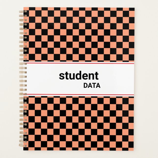 Agenda Capa de Arquivo Xadrez Boho | Moda de Volta às Aul (Frente)