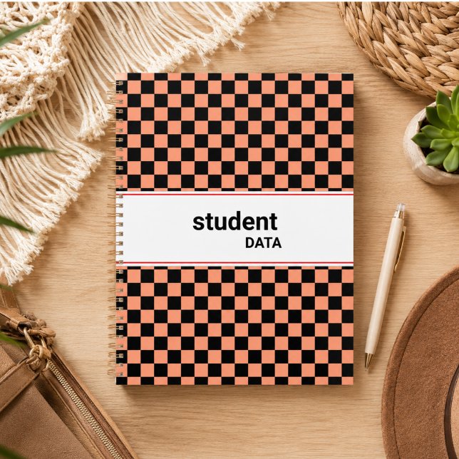 Agenda Capa de Arquivo Xadrez Boho | Moda de Volta às Aul (Boho Checkerboard Binder | Trendy Back to School Planner)