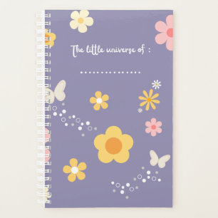 Agenda Capa de Diário Floral Fofa, Caderno Roxo Pastel