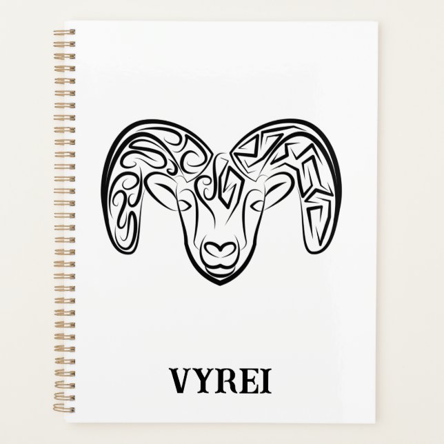 Agenda Capim/ovelha, tribal, preto e branco (Frente)