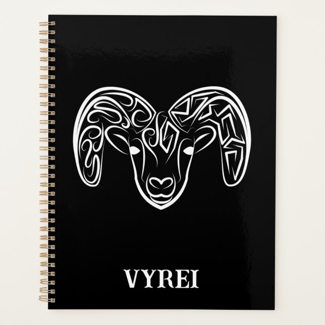 Agenda Capim/ovelha, tribal, preto e branco (Frente)