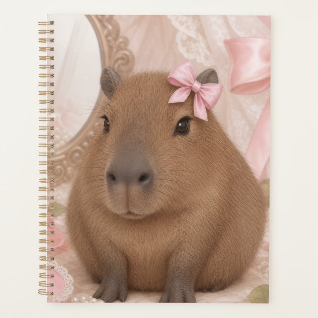 Agenda capivara coquete laço rosa (Frente)