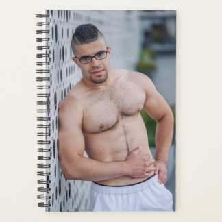 Agenda Cara sensual homem sexy musculoso peito nu óculos 