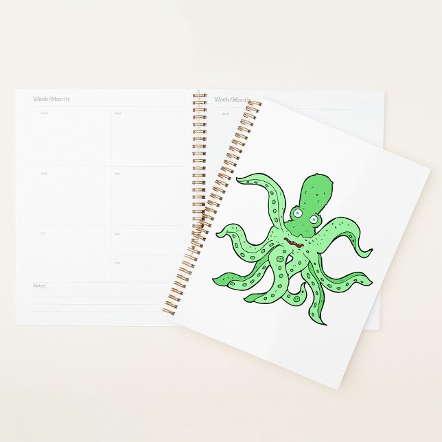 Agenda Caractere Octopus Verde Quirky Sea Monster (Criador carregado)