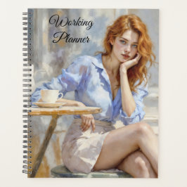 Agenda Carente e gentil mulher de cabelos vermelhos em co