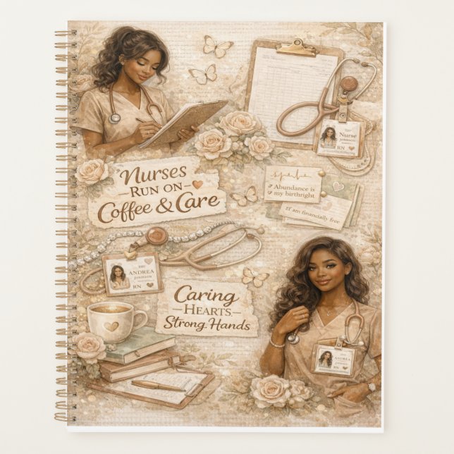 Agenda Caring hearts strong hands coffee lover (Frente)