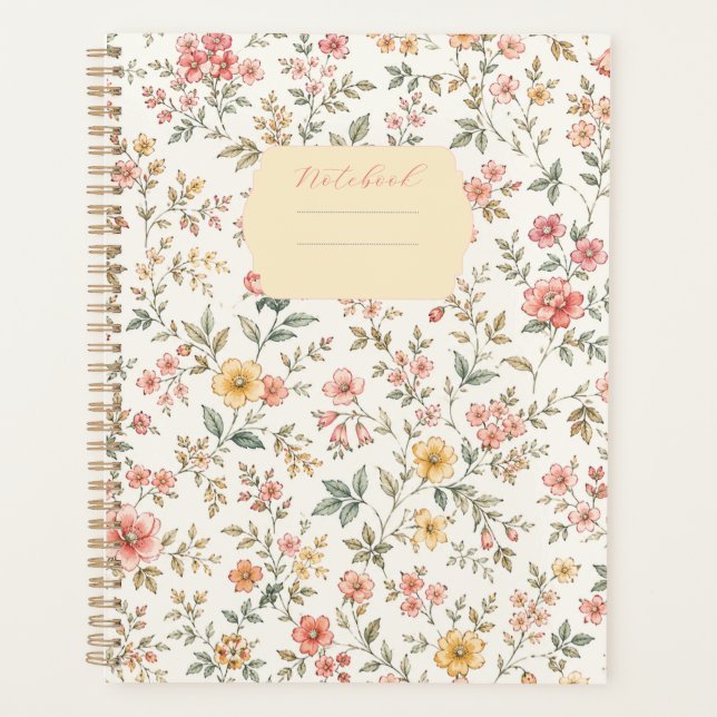 Agenda Carnet motif floral pastel (Frente)