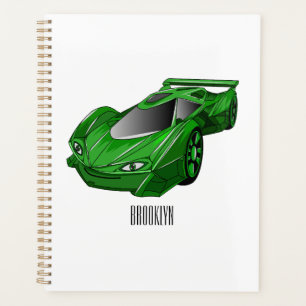 Agenda Carro desportivo verde com ilustração aerofoil