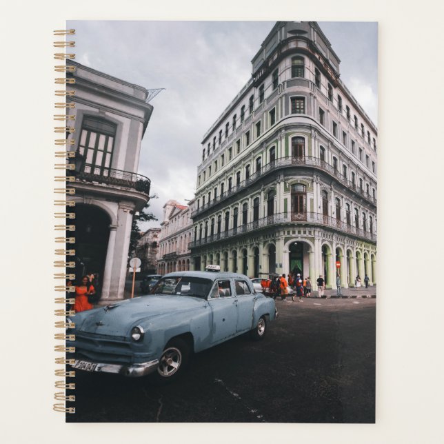 Agenda Carro vintage Clássico Azul Cityscape (Frente)